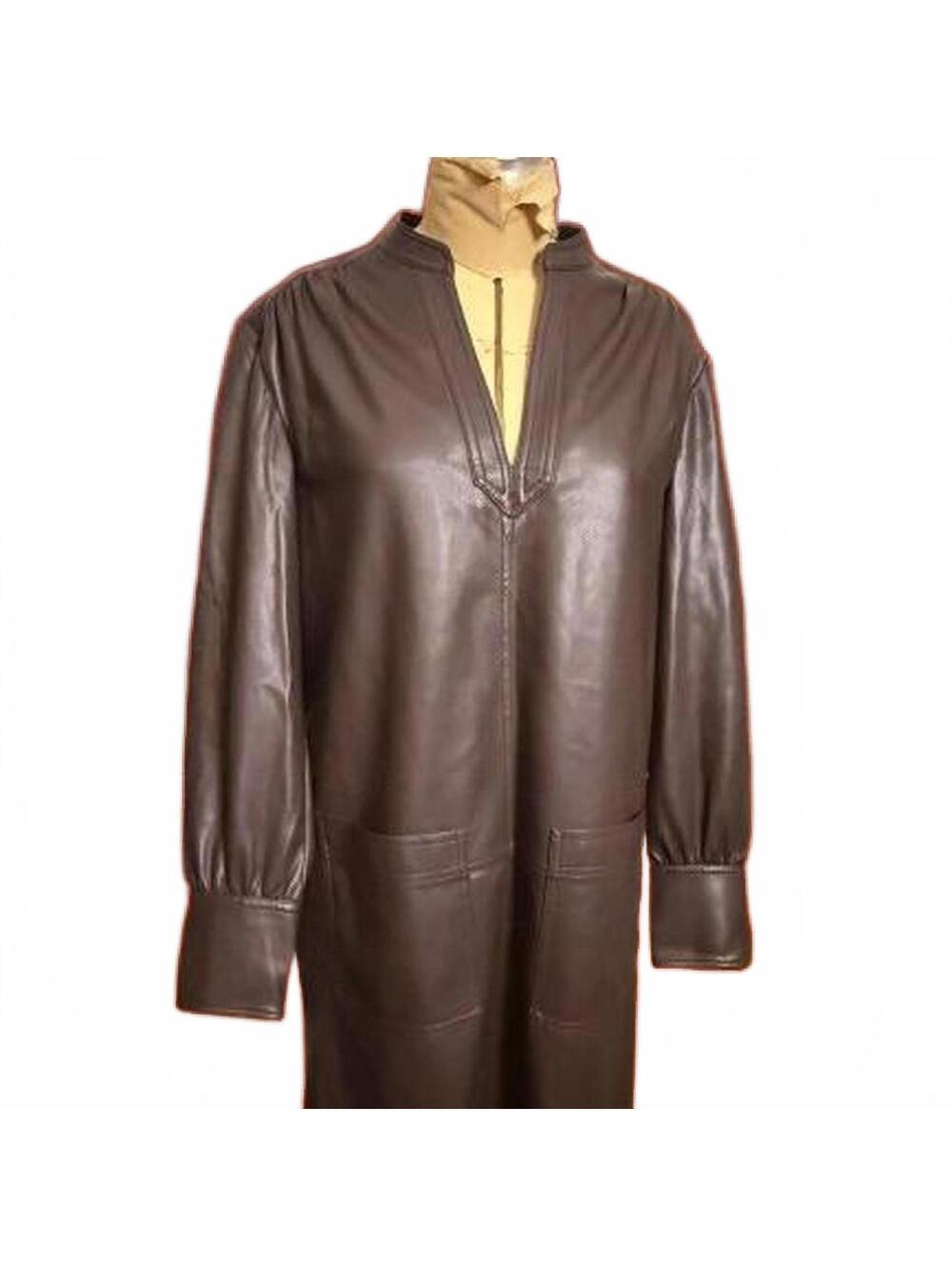 Rebecca Taylor Brown Vegan Leather Tunic Dress